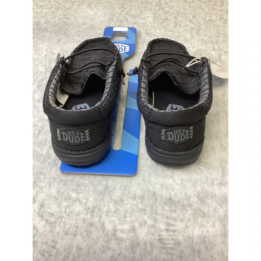 Hey Dude Wally Y Stretch Sox Kids Shoes Black Slip On Loafers C13 42072-060 NEW